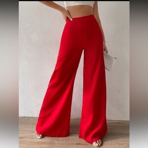 SHEIN Vibrant Red Wide Leg Pants
